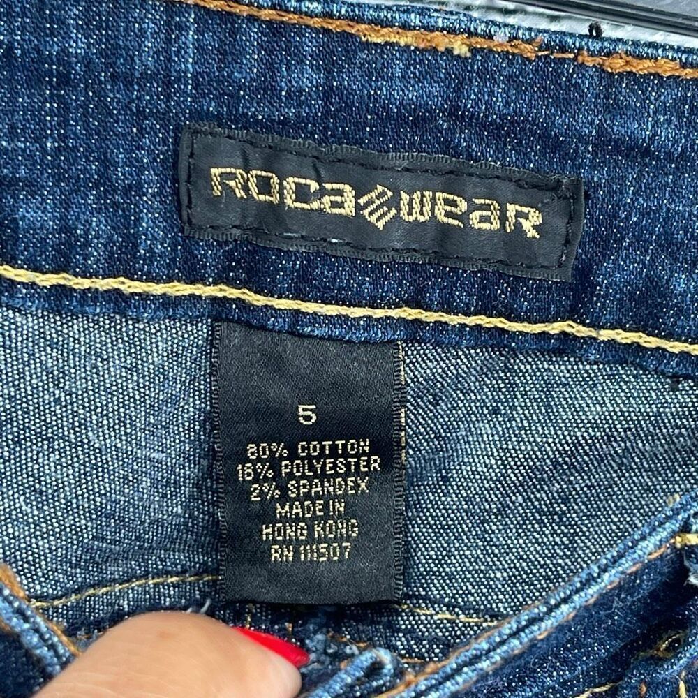 Y2K Rocawear Low Rise Bootcut Jeans Size 5 Dark Wash Stretch Denim Womens - Picture 9 of 15